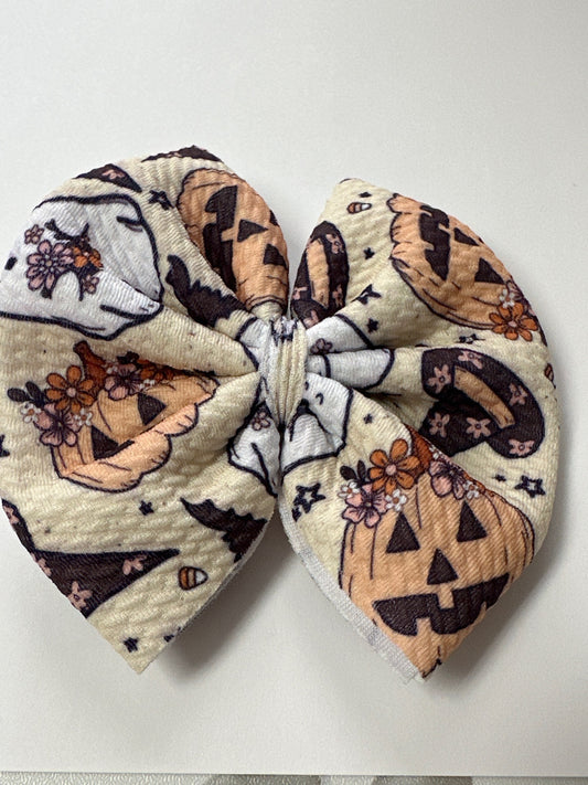 Cream pumpkin and ghost bow image 0