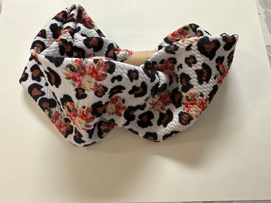 White Leopard Floral Headband image 0