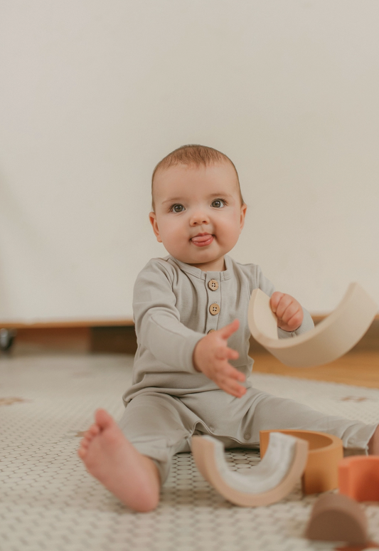 Organic Cotton Button Baby Romper image 1
