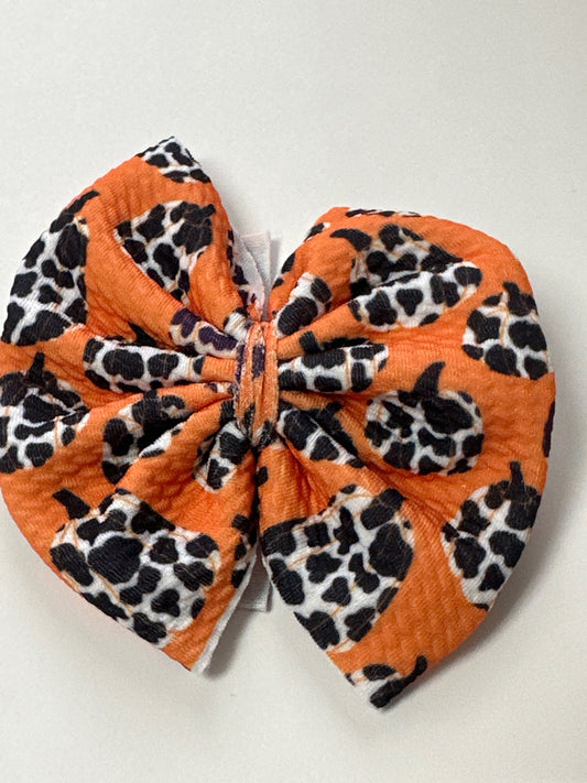 Orange bow with leopard print pumpkin  image 0
