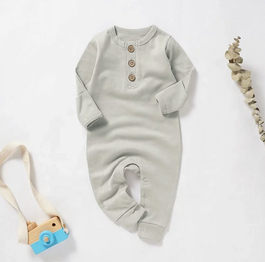 Organic Cotton Button Baby Romper image 0
